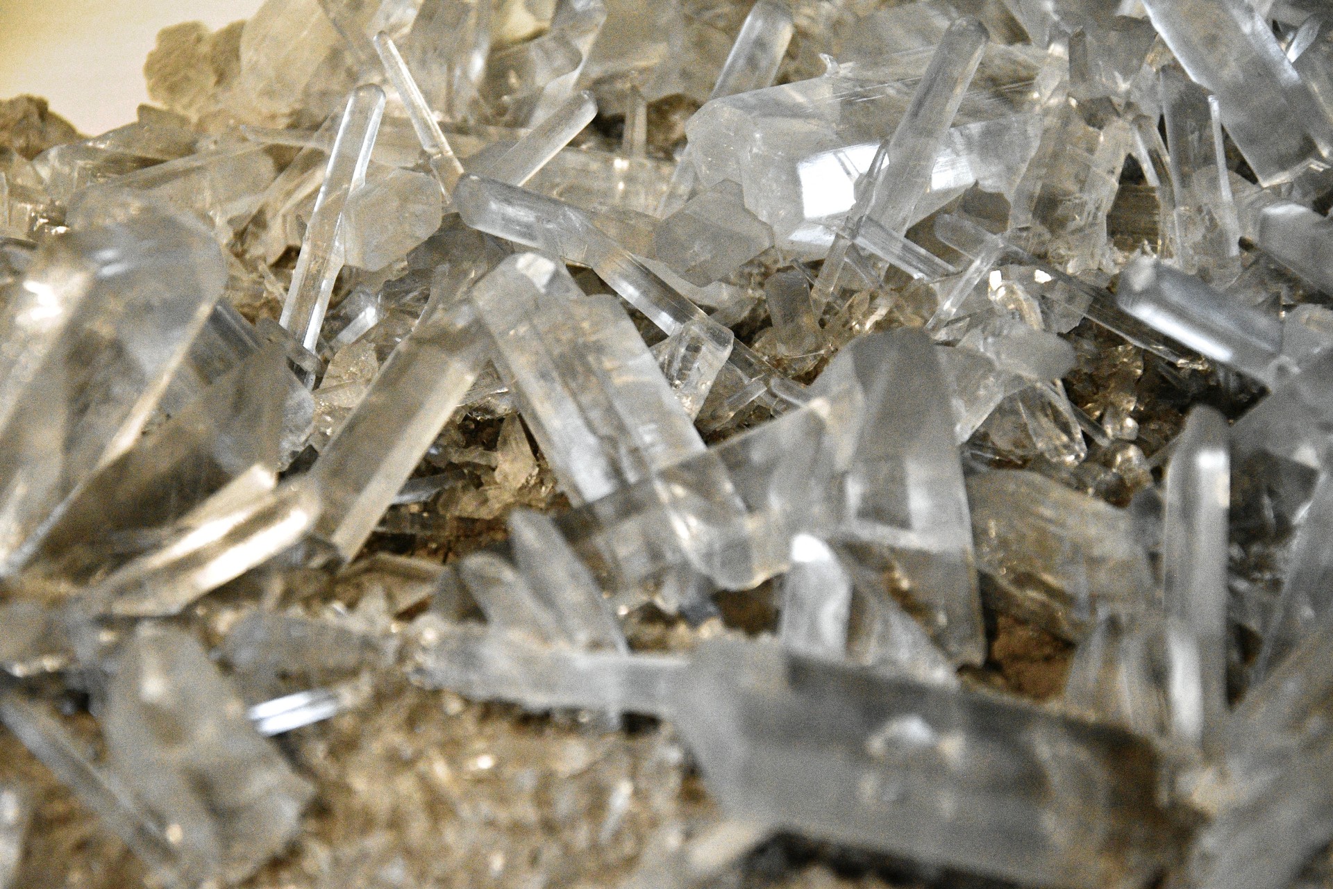 White Quartz Crystal Formation Reflecting Light