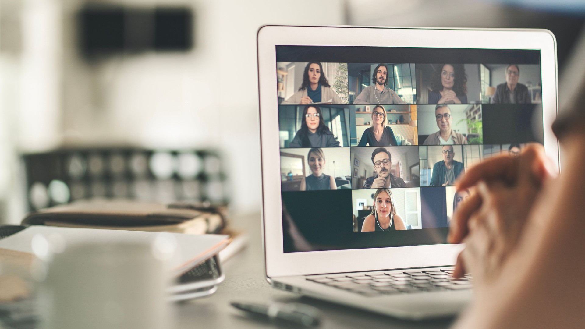 Working and talking on the computer with video calling