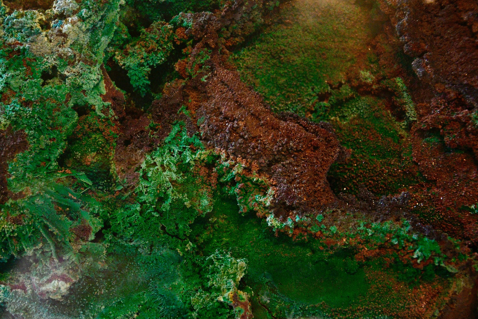 Close-up of Raw Green and Red Malachite Stone